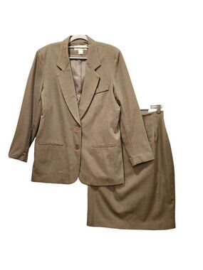 Norton McNaughten Skirt Blazer Set Womens 10 Brown Jacket Pencil Skirt USA Made